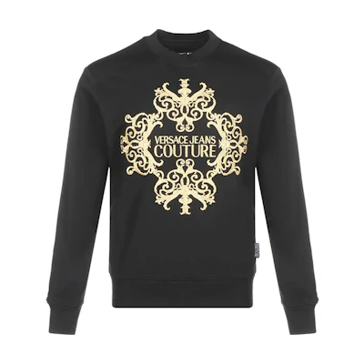 Versace Black Logo Embroidered Crewneck Long Sleeve Sweatshirt B7GZA712-13988-K42