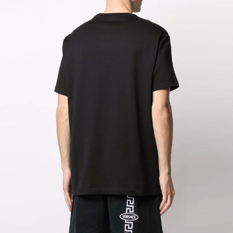 VERSACE Black Logo Embroidered Crewneck Short Sleeve Casual T-Shirt 1001280-1A00915-1B000 圖 5
