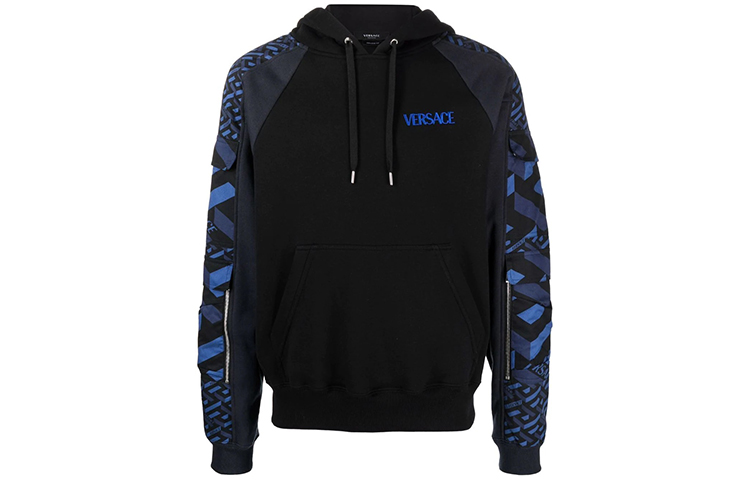 VERSACE Black Logo Embroidered Long Sleeve Hoodie 1001788-1A01447-5U180