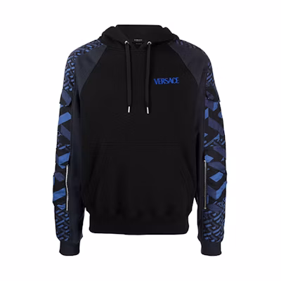 VERSACE Black Logo Embroidered Long Sleeve Hoodie 1001788-1A01447-5U180
