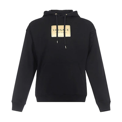 VERSACE Black Logo Fleece Lined Hoodie A87450-A232781-A1008