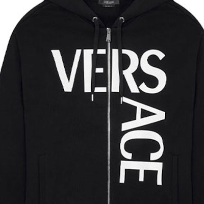 VERSACE Black Logo Letter Printed Zip-Up Hoodie 1001083-1A00719-1B000 Details for VERSACE Black Logo Letter Printed Zip-Up Hoodie 1001083-1A00719-1B000