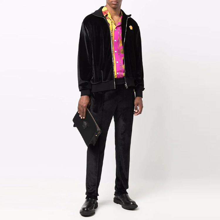 VERSACE Black Logo Patch Elastic Waist Knit Sweatpants A89409-A234467-A1008 圖 3