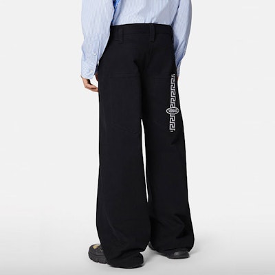 VERSACE Black Logo Patch Wide-Leg Relaxed Fit Casual Pants. 1001022-1A00703-1B000 Purchase VERSACE Black Logo Patch Wide-Leg Relaxed Fit Casual Pants. 1001022-1A00703-1B000