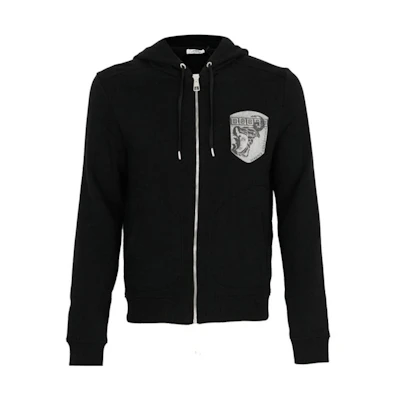 Versace Black Logo Patch Zip-Up Hoodie Jacket V800698C-VJ00358-V1008