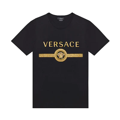 VERSACE Black Logo Print Crew Neck T-Shirt A87372-A228806-A1008