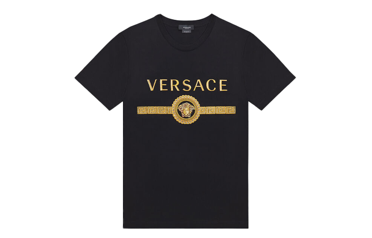 Order VERSACE 黑色標誌印花圓領T恤 A87372-A228806-A1008