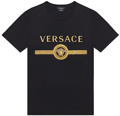 VERSACE 黑色標誌印花圓領T恤 A87372-A228806-A1008 Order VERSACE 黑色標誌印花圓領T恤 A87372-A228806-A1008