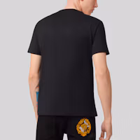 Shop VERSACE Black Logo Print Crew Neck T-Shirt A87372-A228806-A1008