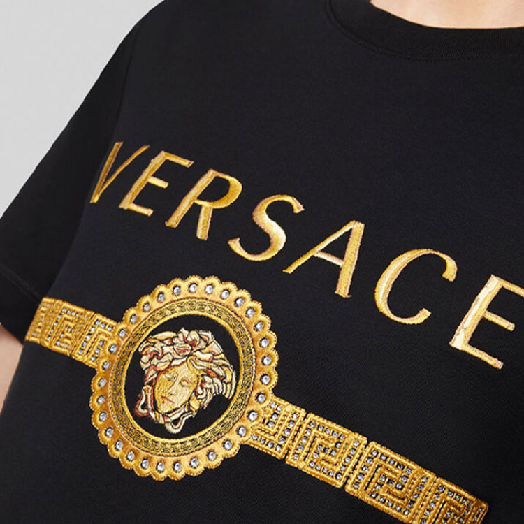 Details for VERSACE 黑色標誌印花圓領T恤 A87372-A228806-A1008
