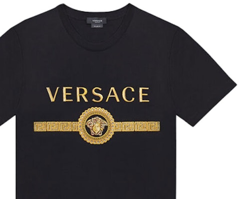VERSACE 黑色標誌印花圓領T恤 A87372-A228806-A1008 Sizing VERSACE 黑色標誌印花圓領T恤 A87372-A228806-A1008