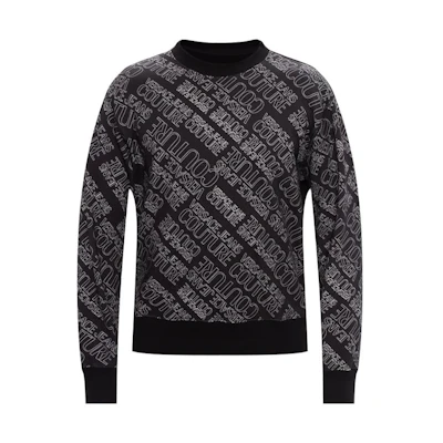 Versace Black Logo Print Crewneck Sweatshirt B7GZB7F5-S0962-899