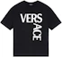 Buy 베르사체 블랙 로고 프린트 반팔 크루넥 티셔츠 1001288-1A00922-1B000