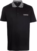 VERSACE Black Logo Print Slim-Fit Short Sleeve Polo Shirt 10025451-A018751-B000 VERSACE Black Logo Print Slim-Fit Short Sleeve Polo Shirt 10025451-A018751-B000