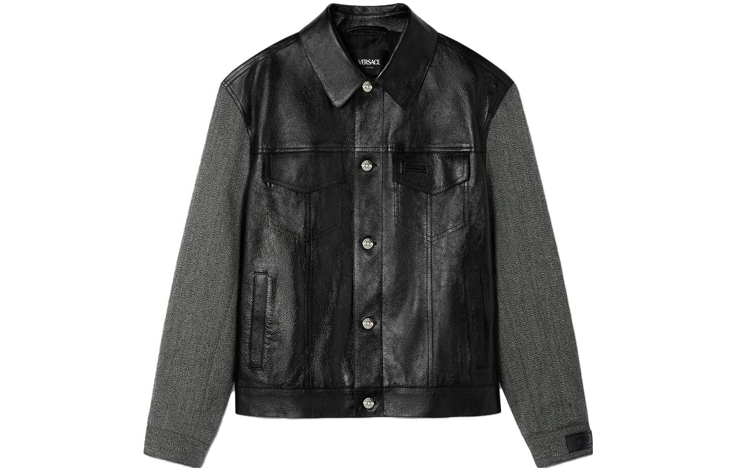 Versace Black Long Sleeve Patchwork Collar Jacket 1012424-1A08966-2B020