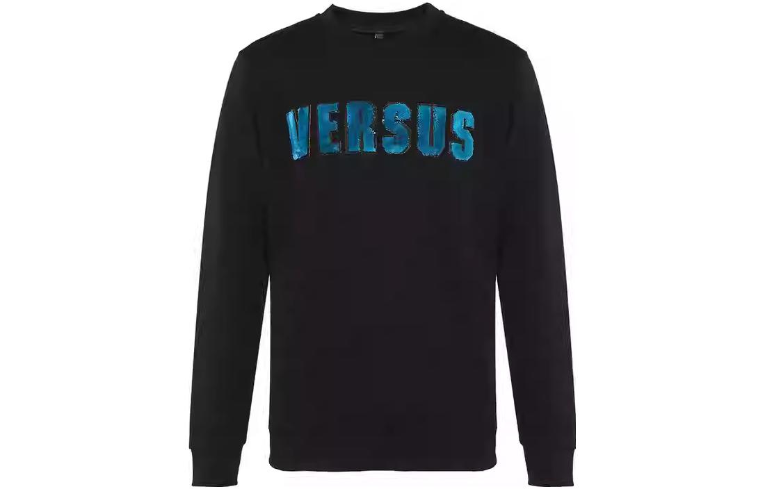 Versace Black Loose Fit Letter Print Crewneck Long Sleeve Sweatshirt BU9039-520431-2102