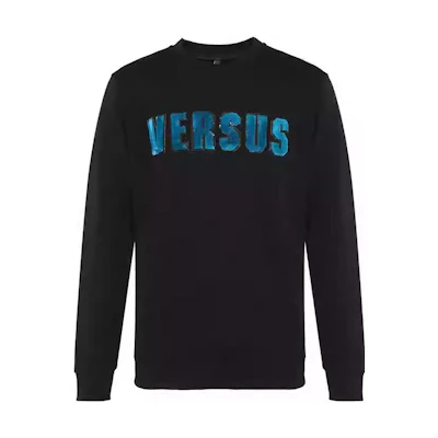 Versace Black Loose Fit Letter Print Crewneck Long Sleeve Sweatshirt BU9039-520431-2102