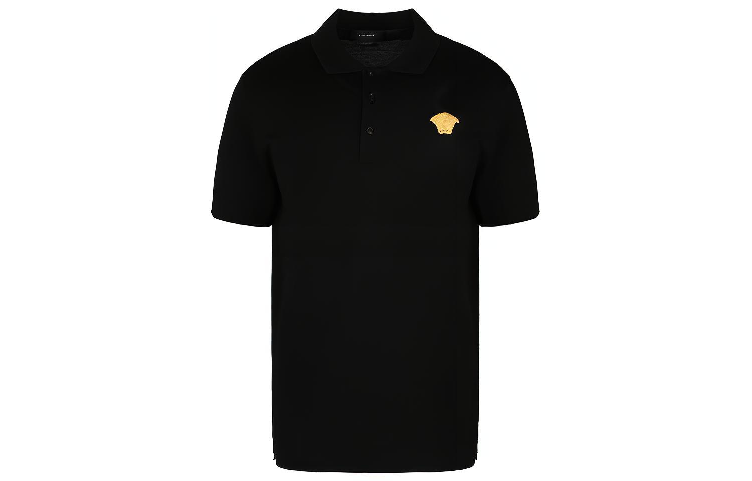 VERSACE Black Medusa Embroidered Short Sleeve Polo Shirt A87427-A237141-A2003