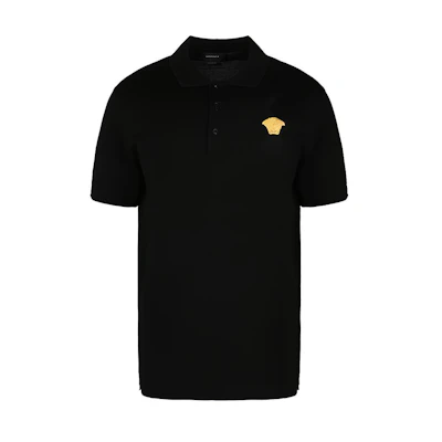 VERSACE Black Medusa Embroidered Short Sleeve Polo Shirt A87427-A237141-A2003