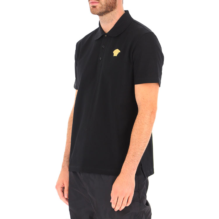 Sizing 范思哲 黑色美杜莎刺绣短袖POLO衫 A87427-A237141-A2003