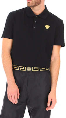 VERSACE Black Medusa Embroidered Short Sleeve Polo Shirt A87427-A237141-A2003 Cheap VERSACE Black Medusa Embroidered Short Sleeve Polo Shirt A87427-A237141-A2003