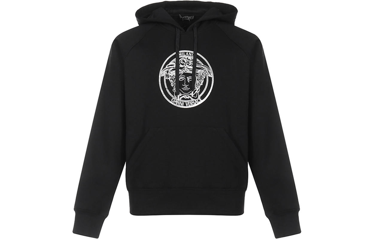 VERSACE Black Medusa Logo Fleece Hoodie A87475-A229724-A1008