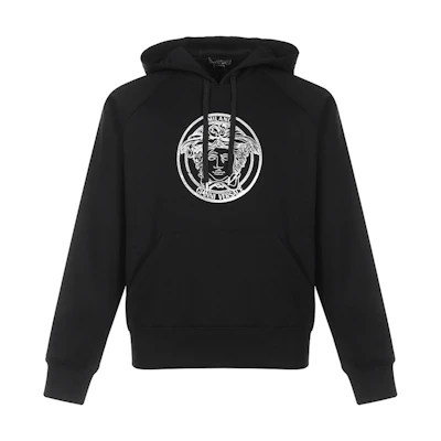 VERSACE Black Medusa Logo Fleece Hoodie A87475-A229724-A1008