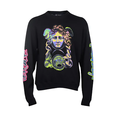 VERSACE Black Medusa Pattern Fleece Pullover Sweatshirt A80431-A226514-A008