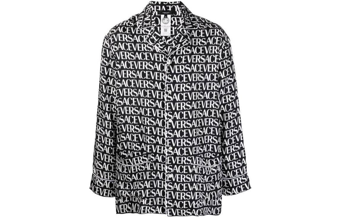 Versace Black Monogram Printed Button-Up Long-Sleeve Jacket 1A06974-1005376-5B040