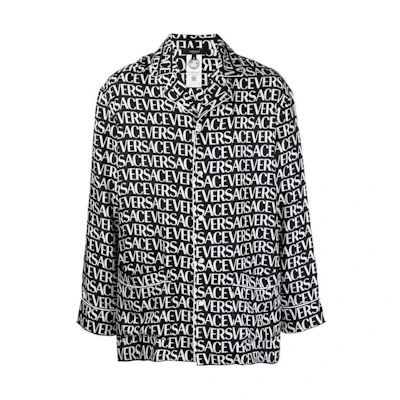 Versace Black Monogram Printed Button-Up Long-Sleeve Jacket 1A06974-1005376-5B040