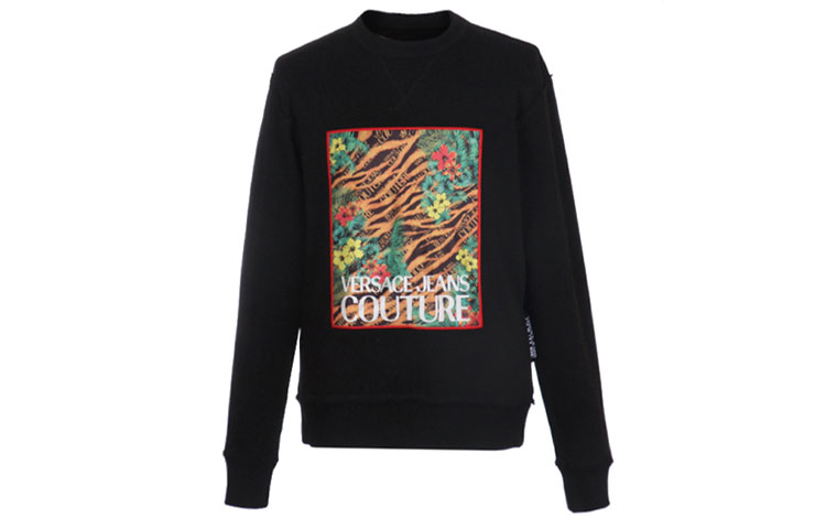 Versace Black Patchwork Long-Sleeve Crewneck Sweatshirt B7GVB7KM-30328-899