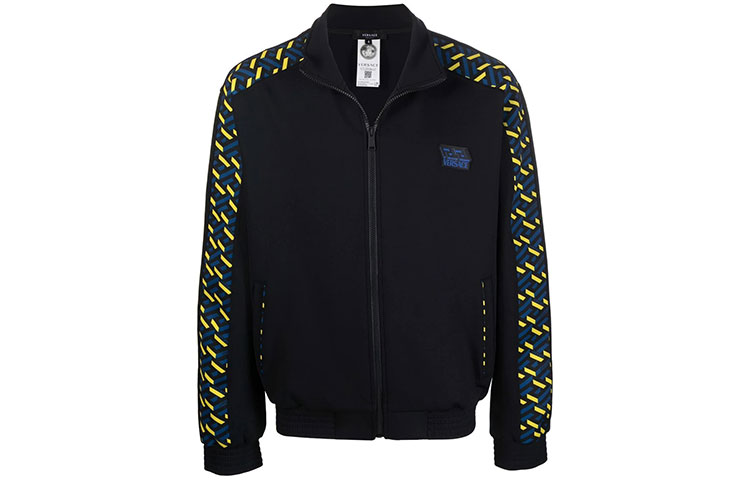 Order VERSACE Black Patterned Zip-Up Long Sleeve Casual Jacket. 1002100-1A01623-5B140