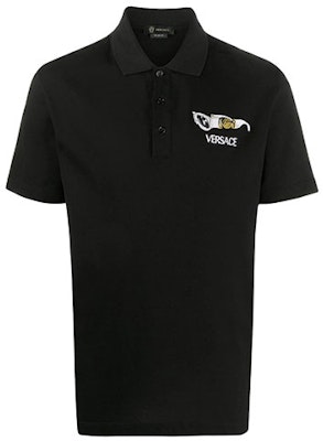 베르사체 블랙 로고 자수 폴로 셔츠 A86055-A231240-A1008 Buy 베르사체 블랙 로고 자수 폴로 셔츠 A86055-A231240-A1008