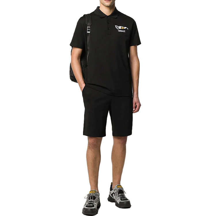 Purchase 范思哲黑色标志刺绣翻领衫 A86055-A231240-A1008