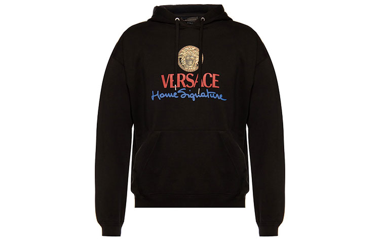 VERSACE Black Print Cotton Hoodie A86022-A231242-A1690
