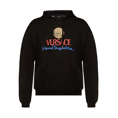 VERSACE Black Print Cotton Hoodie A86022-A231242-A1690