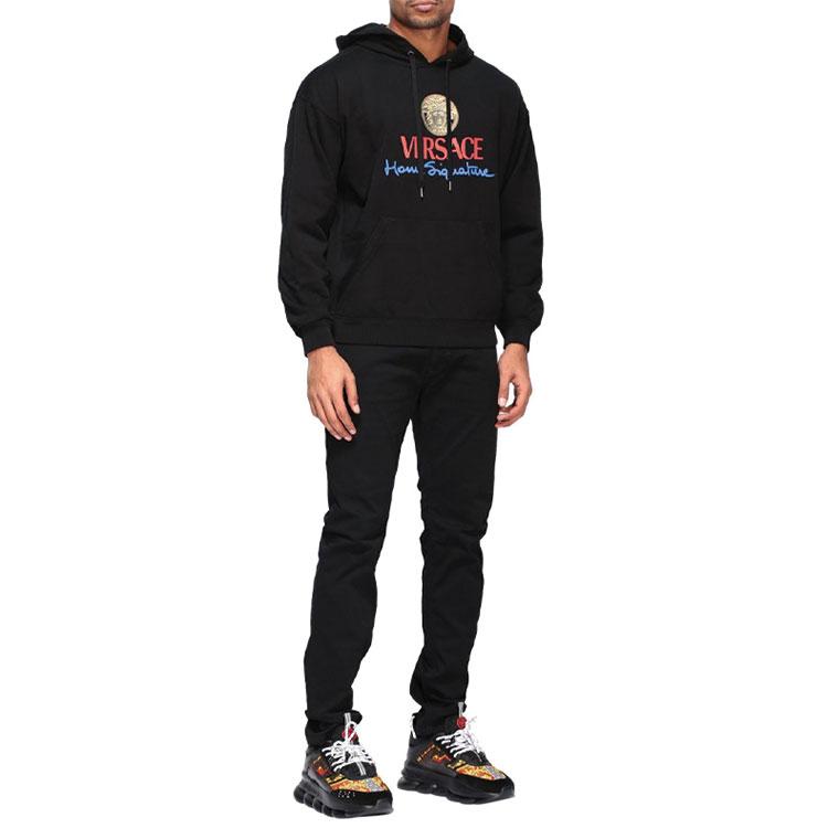 VERSACE Black Print Cotton Hoodie A86022-A231242-A1690 圖 6