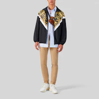 Shop 베르사체 블랙 프린트 캐주얼 스탠드 칼라 재킷 A85246-A232533-A7207