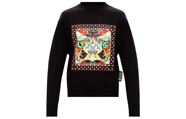 Versace Black Printed Cotton Crewneck Long-Sleeve Sweatshirt B7GZA7KJ-30328-899
