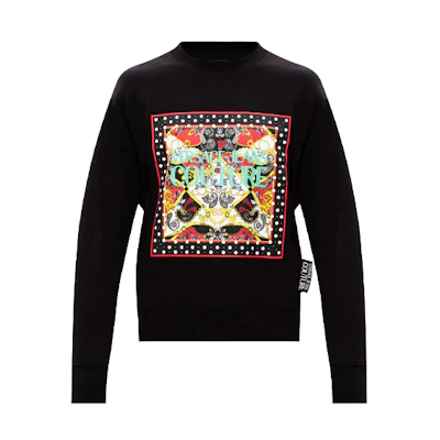 Versace Black Printed Cotton Crewneck Long-Sleeve Sweatshirt B7GZA7KJ-30328-899