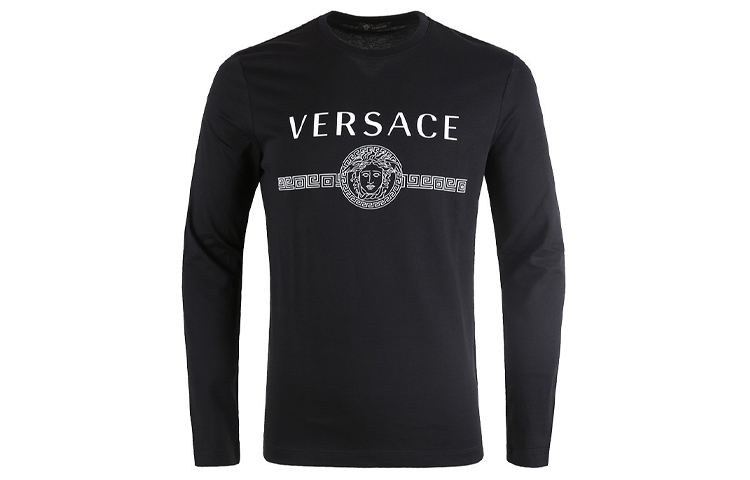 Order Versace 黑色印花長袖棉質T恤 A83580-A228806-A1008