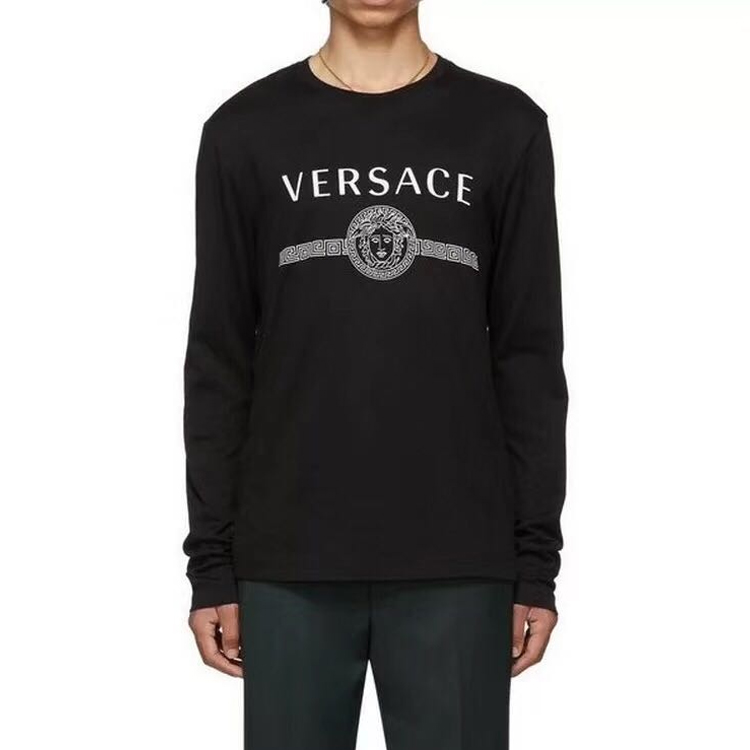 Purchase Versace 黑色印花長袖棉質T恤 A83580-A228806-A1008
