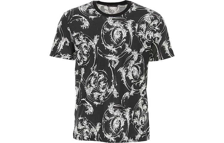 VERSACE Black Printed Crewneck T-Shirt A79334-A230641-A71R