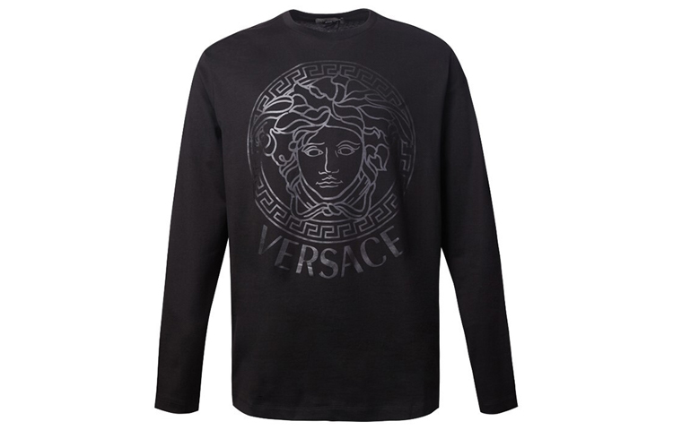 VERSACE Black Printed Long-Sleeve Crewneck T-Shirt A85871-A228806-A1008