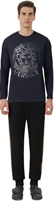 VERSACE 黑色印花長袖圓領T恤 A85871-A228806-A1008 Purchase VERSACE 黑色印花長袖圓領T恤 A85871-A228806-A1008