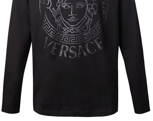 VERSACE 黑色印花長袖圓領T恤 A85871-A228806-A1008 Sizing VERSACE 黑色印花長袖圓領T恤 A85871-A228806-A1008