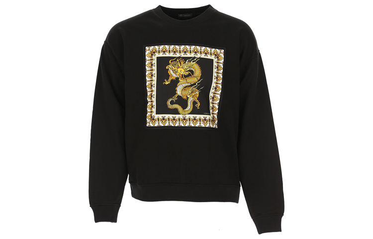 VERSACE Black Printed Loose Fit Crew Neck Sweatshirt A83533-A228146-A008