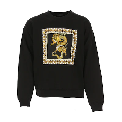 VERSACE Black Printed Loose Fit Crew Neck Sweatshirt A83533-A228146-A008