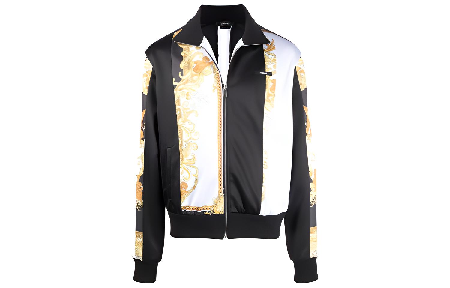 Versace Black Printed Patchwork Zip-Up Jacket 1001033-1A00679-2B070