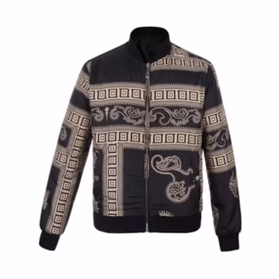 Versace Black Printed Zip-Up Casual Long-Sleeve Jacket for Men V500490-VT01595-V4008